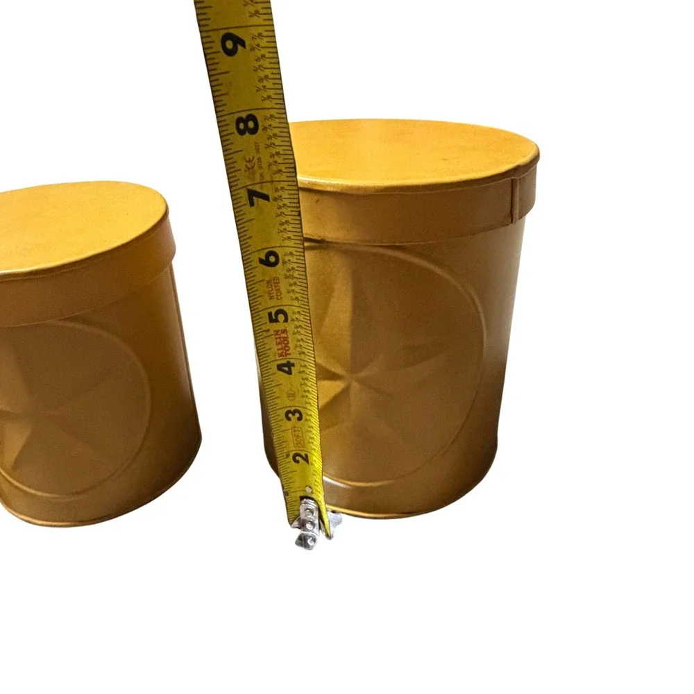 Vintage Mustard Yellow Metal Star Canister Set Rustic Farmhouse Nesting Tins 3pc